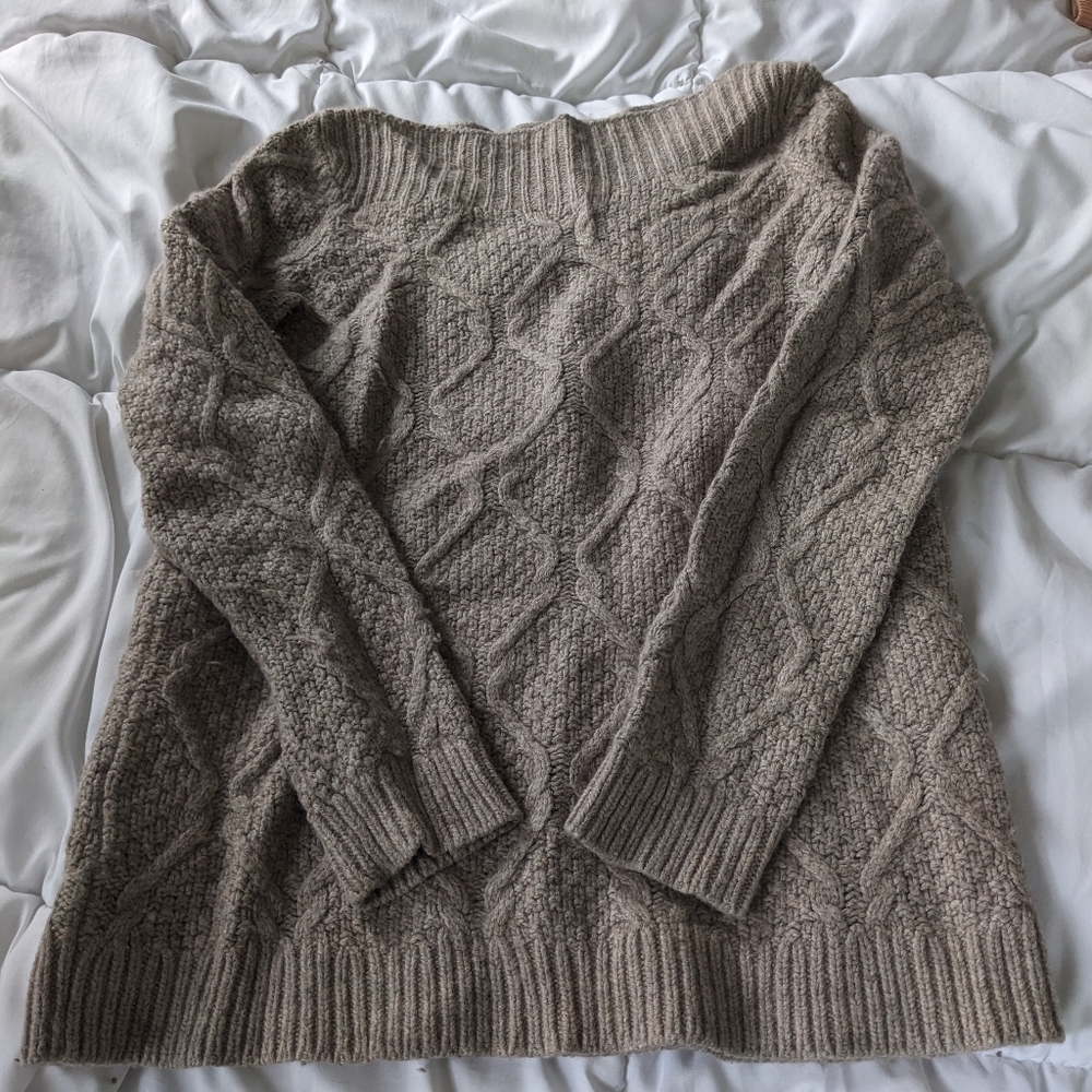 Taupe LOFT scoop neck sweater